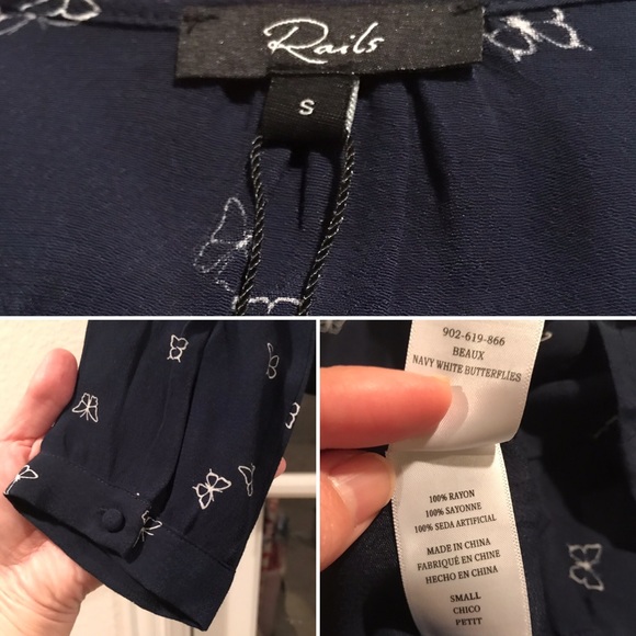NWT Rails Beaux Butterfly Print Top in Navy Sz S - Picture 8 of 8
